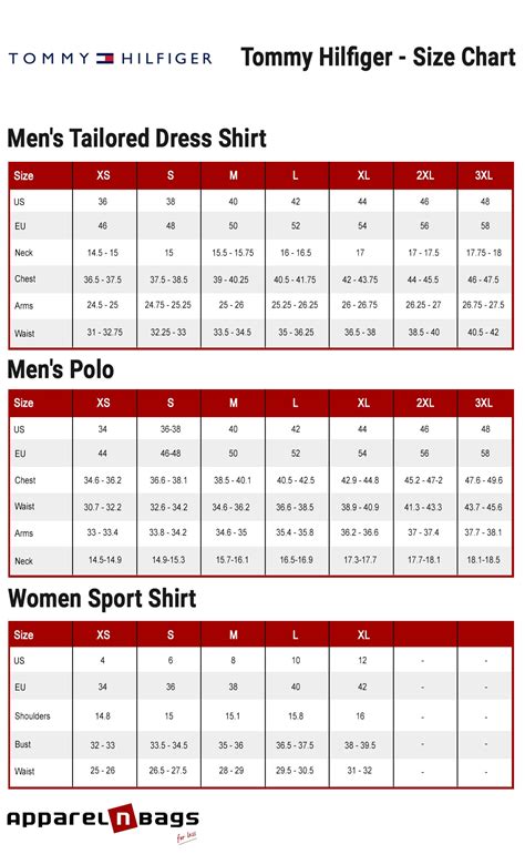 tommy hilfiger coat size chart.